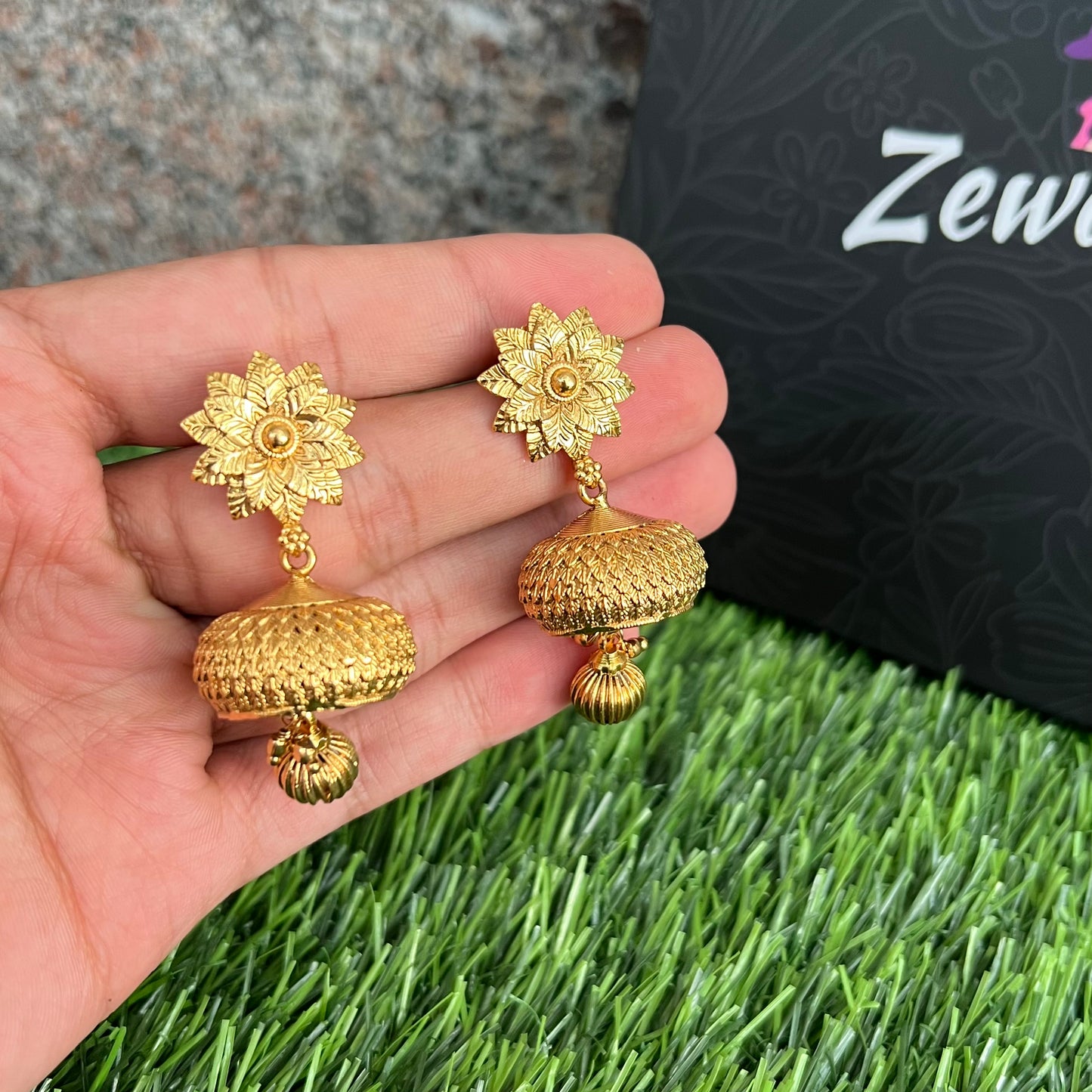 Gold Plated Flower Jhumkas