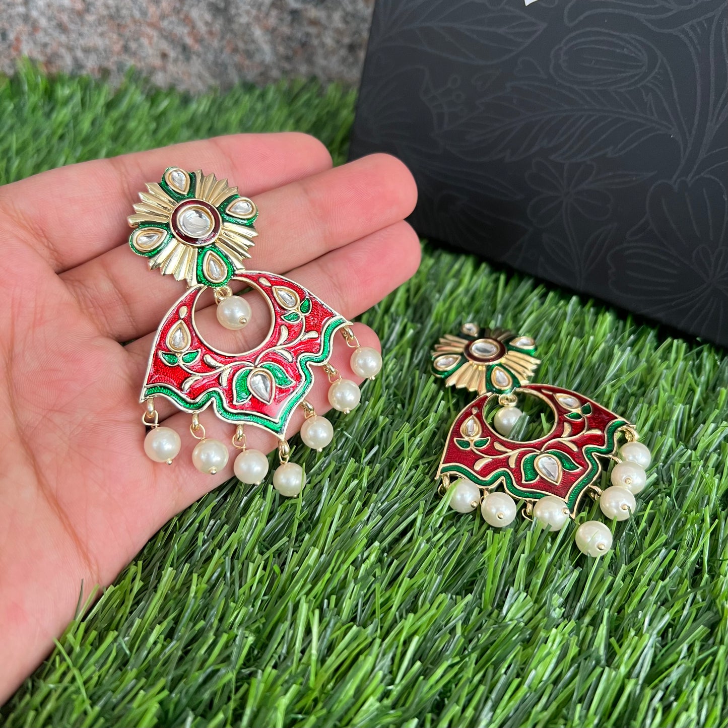 Gold Plated Meenakari Earrings