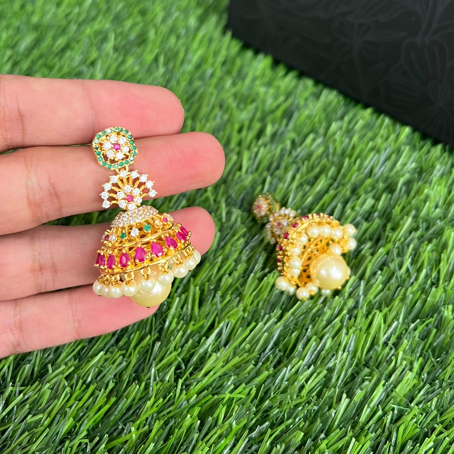 Gold Plated Cz Jhumkas