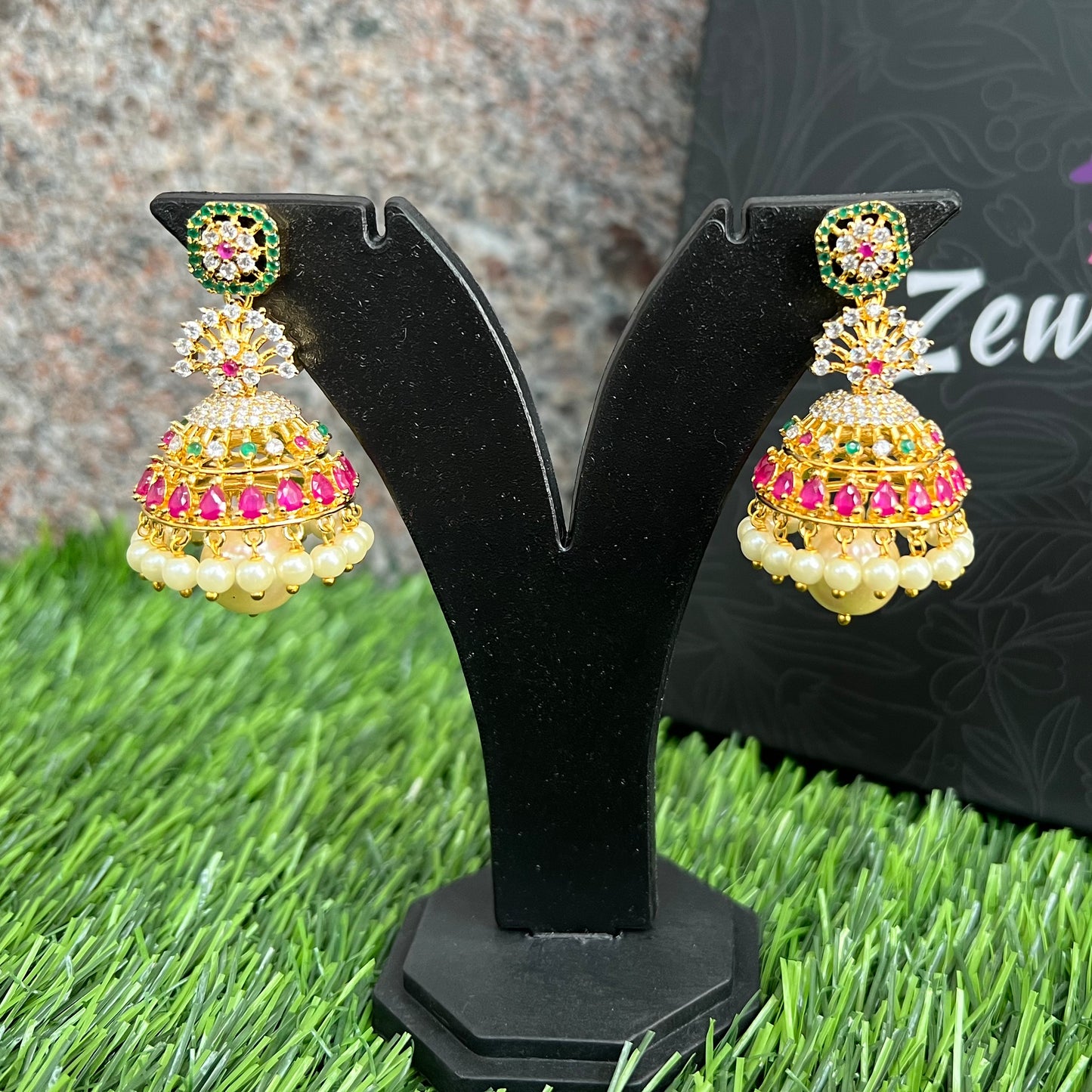 Gold Plated Cz Jhumkas