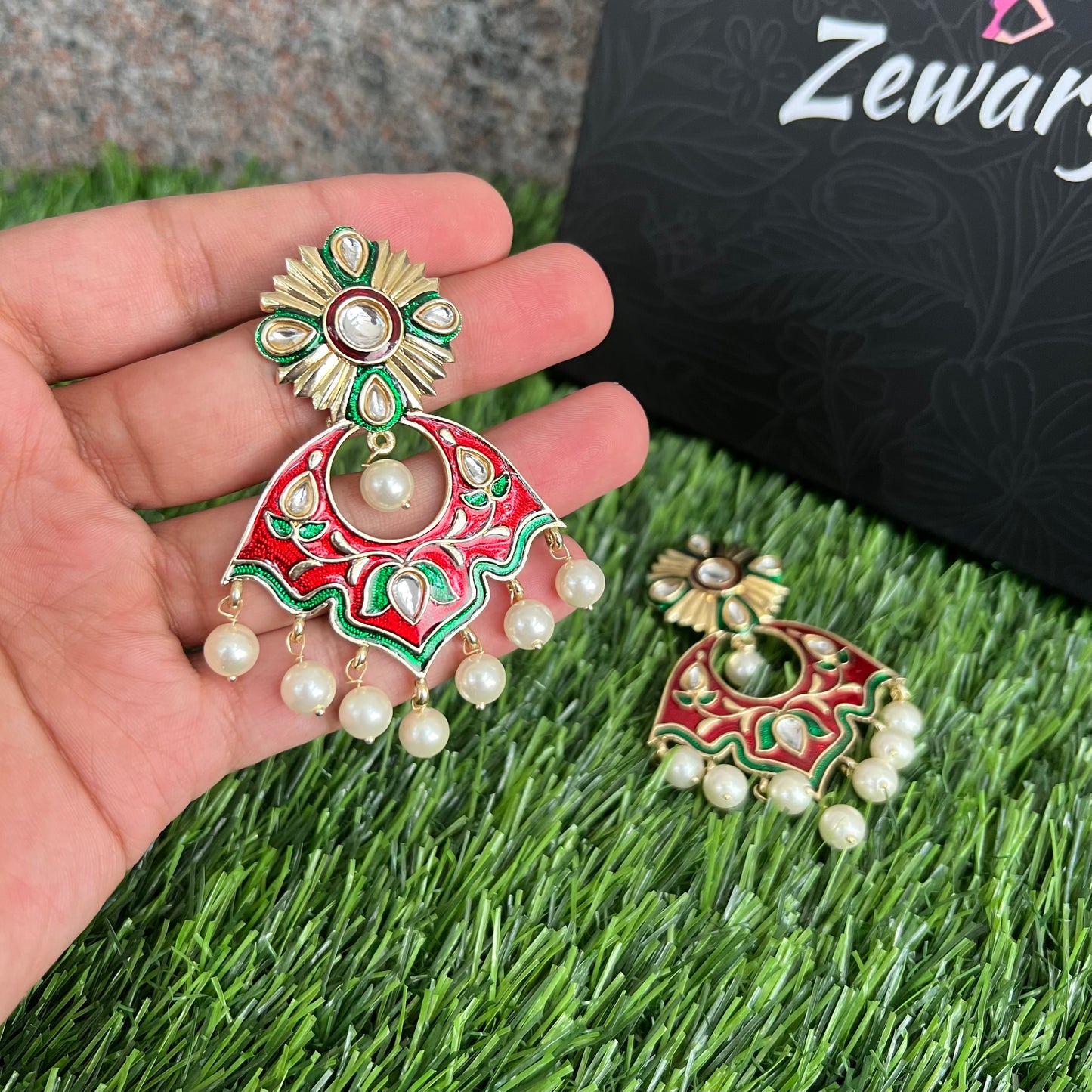 Gold Plated Meenakari Earrings