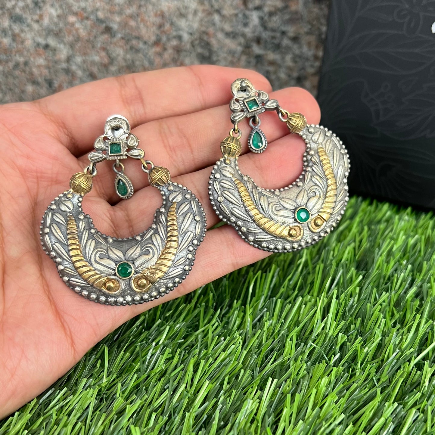 Two Tone Plated Chand Earring
